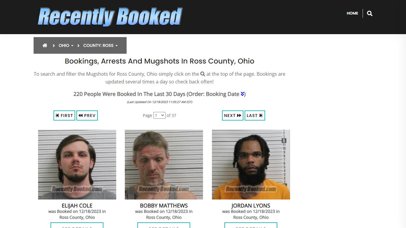 Recent bookings, Arrests, Mugshots in Ross County, Ohio - Recently Booked